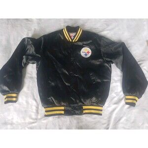NFL Pittsburgh Steelers Swingster Satin Bomber Jacket Mens Medium Snaps USA Made